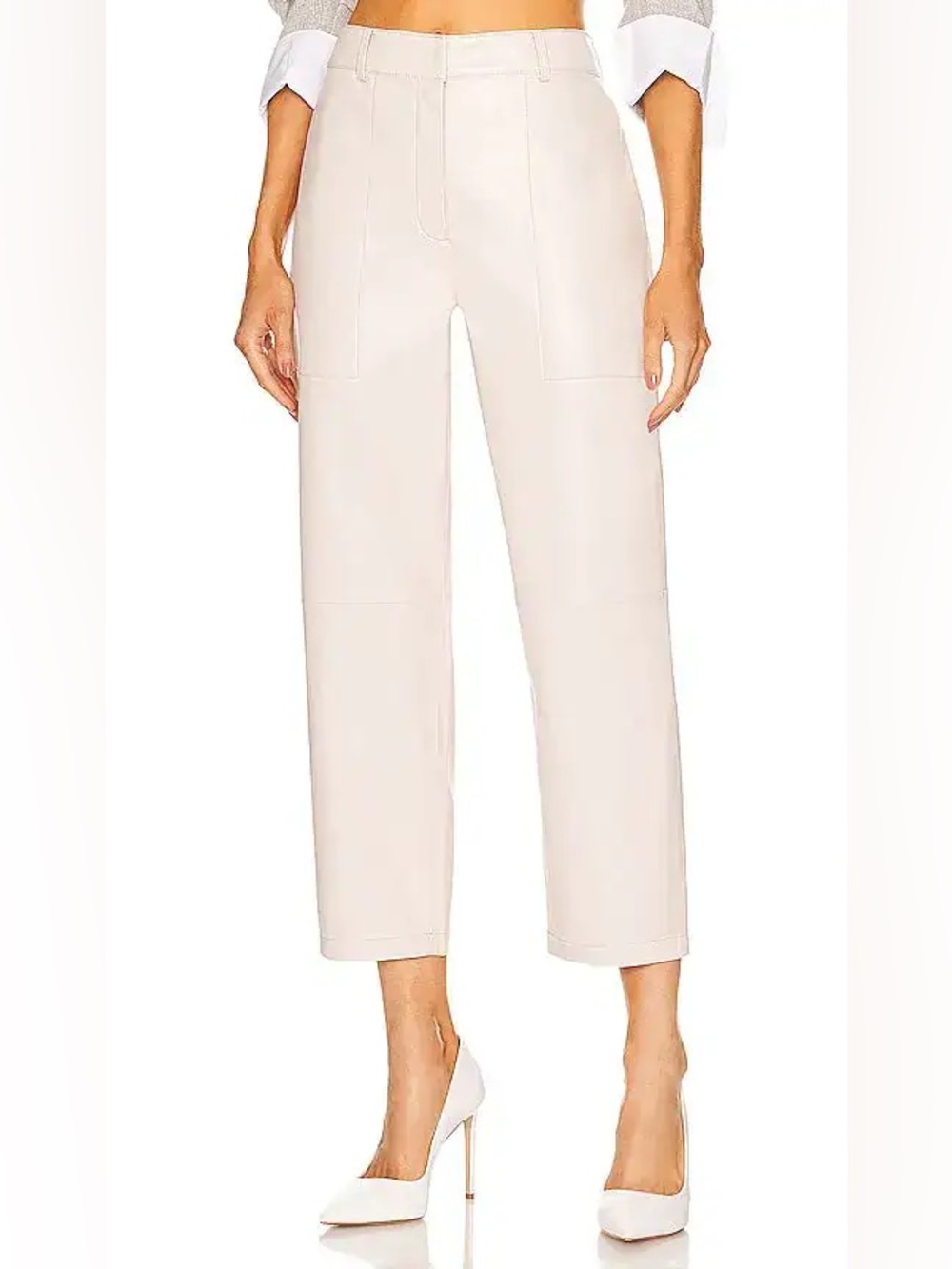 Brochu Walker Stone Vegan Leather Straight Leg Pants Perle Cream XS